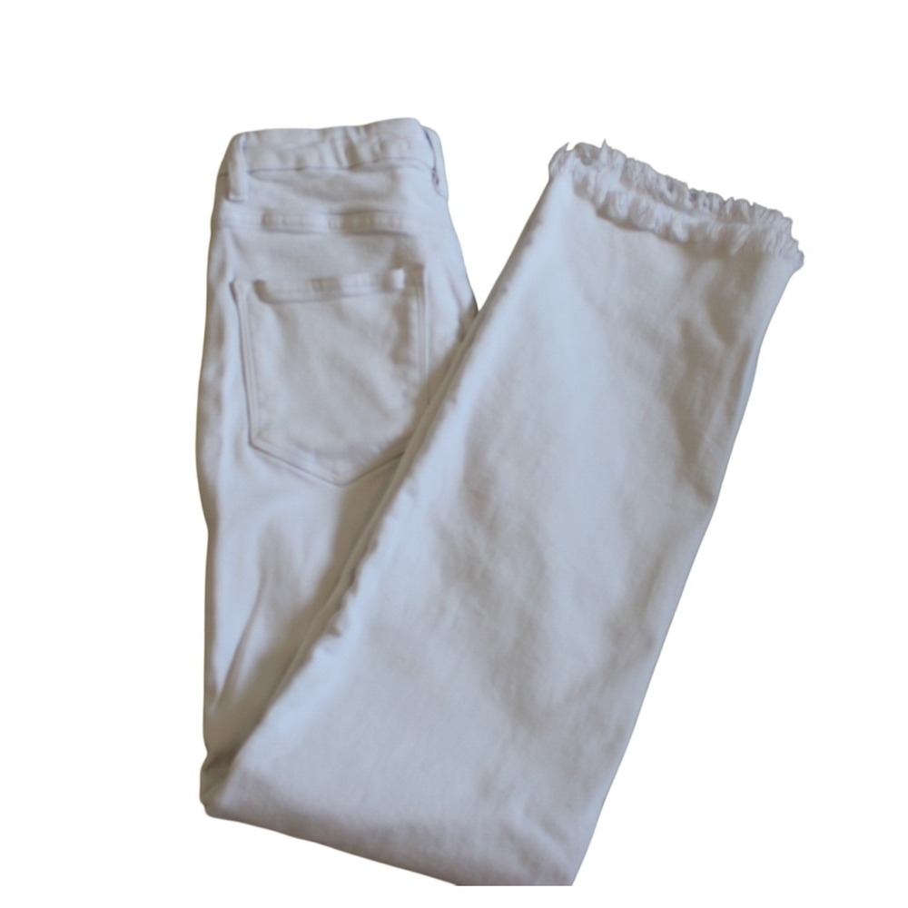 KanCan Signature 90s Straight White Jeans Women 26 Raw Hem‎ High Rise